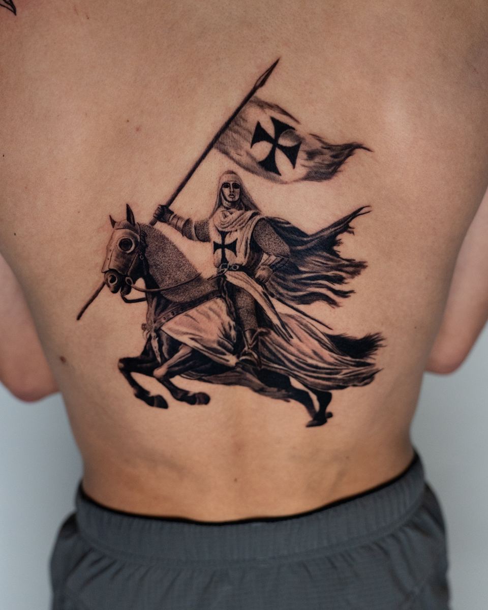 Templar knight on horseback